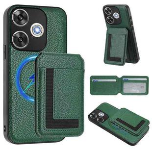 For Redmi  Turbo 3 / Poco F6 India CX01 Detachable Magsafe Magnetic Card Bag Phone Case(Peacock Green)