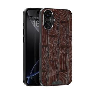 For iPhone 16 Plus ABEEL Beast Pattern 6D Micro-Embossed MagSafe Genuine Leather Phone Case(Brown)