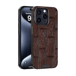 For iPhone 13 Pro ABEEL Beast Pattern 6D Micro-Embossed MagSafe Genuine Leather Phone Case(Brown)
