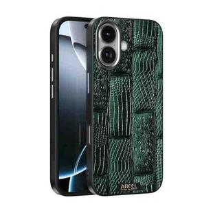 For iPhone 17 ABEEL Beast Pattern 6D Micro-Embossed MagSafe Genuine Leather Phone Case(Green)