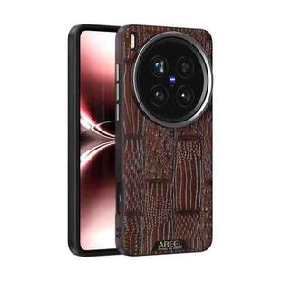 For vivo X200 Ultra ABEEL Beast Pattern 6D Micro-Embossed MagSafe Genuine Leather Phone Case(Brown)