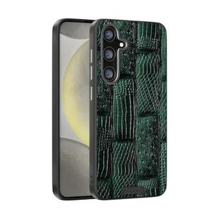 For Samsung Galaxy S24 FE 5G ABEEL Beast Pattern 6D Micro-Embossed MagSafe Genuine Leather Phone Case(Green)