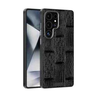 For Samsung Galaxy S25 Ultra 5G ABEEL Beast Pattern 6D Micro-Embossed MagSafe Genuine Leather Phone Case(Black)