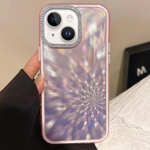 For iPhone 15 Plus Diamond Lens Frame Glare PC Hybrid TPU Phone Case(Pink)