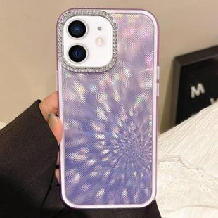 For iPhone 11 Diamond Lens Frame Glare PC Hybrid TPU Phone Case(Dark Purple)