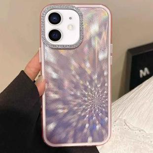 For iPhone 12 Diamond Lens Frame Glare PC Hybrid TPU Phone Case(Pink)