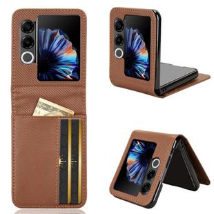 For ZTE nubia Flip2 Card Slot PU Leather PC Phone Case(Brown)