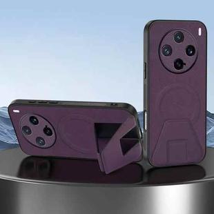 For vivo X200 Pro mini Sheepskin Texture MagSafe Magnetic Invisible Holder Integrated Phone Case(Purple)