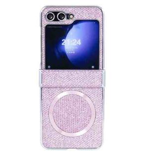 For Samsung Galaxy Z Flip5 Glitter Powder MagSafe Magnetic Fold Phone Case(Pink)