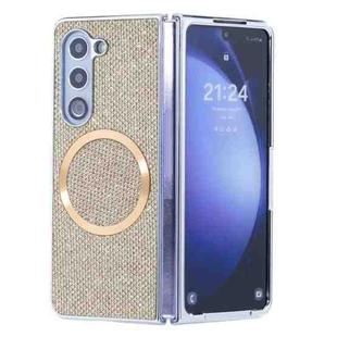 For Samsung Galaxy Z Fold5 Glitter Powder MagSafe Magnetic Fold Phone Case(Gold)