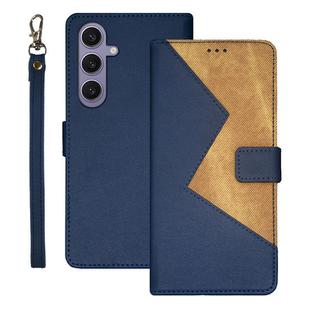 For Samsung Galaxy S25+ 5G idewei Two-color Splicing Leather Phone Case(Blue)