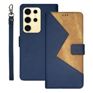 For Samsung Galaxy S25 Ultra 5G idewei Two-color Splicing Leather Phone Case(Blue)