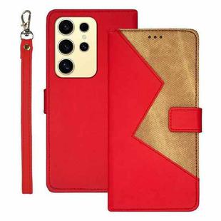For Samsung Galaxy S25 Ultra 5G idewei Two-color Splicing Leather Phone Case(Red)