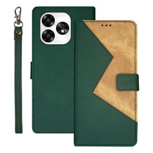 For Umidigi A15 idewei Two-color Splicing Leather Phone Case(Green)