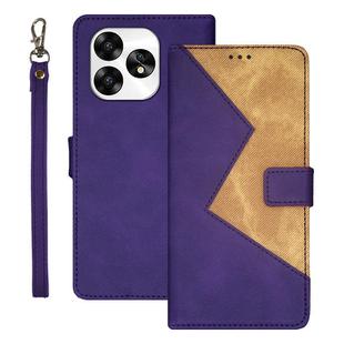 For Umidigi A15 idewei Two-color Splicing Leather Phone Case(Purple)