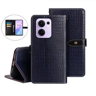For OPPO Reno13 F 5G idewei Crocodile Texture Leather Phone Case(Dark Blue)