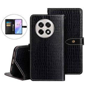 For OnePlus 13R idewei Crocodile Texture Leather Phone Case(Black)
