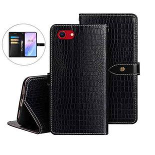 For iPhone 16e idewei Crocodile Texture Leather Phone Case(Black)