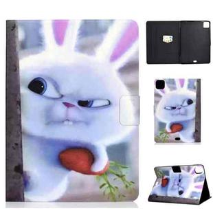 For iPad Air 2022 / 2020 10.9 Electric Pressed Colored Drawing Horizontal Flip Leather Case with Holder & Card Slots & Sleep / Wake-up function(White Rabbit)