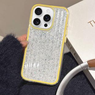 For iPhone 16 Pro Glitter Corrugated PC Hybrid TPU Phone Case(Yellow)