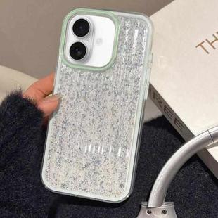 For iPhone 16 Plus Glitter Corrugated PC Hybrid TPU Phone Case(Green)