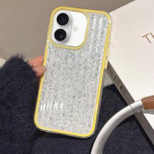 For iPhone 16 Plus Glitter Corrugated PC Hybrid TPU Phone Case(Yellow)