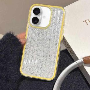 For iPhone 16 Glitter Corrugated PC Hybrid TPU Phone Case(Yellow)