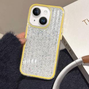 For iPhone 15 Plus Glitter Corrugated PC Hybrid TPU Phone Case(Yellow)