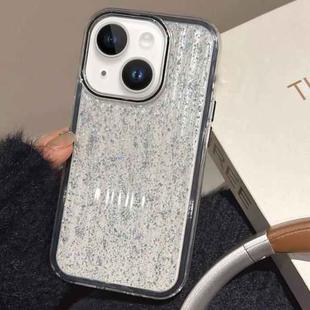 For iPhone 15 Plus Glitter Corrugated PC Hybrid TPU Phone Case(Black)