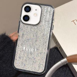 For iPhone 12 Glitter Corrugated PC Hybrid TPU Phone Case(Black)