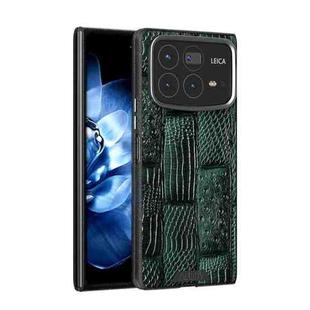 For Xiaomi Mix Fold 4 ABEEL Beast Pattern 6D Micro-Embossed MagSafe Genuine Leather Phone Case(Green)