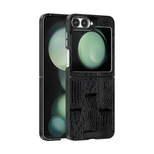 For Samsung Galaxy Z Flip5 5G ABEEL Beast Pattern 6D Micro-Embossed MagSafe Genuine Leather Phone Case(Black)