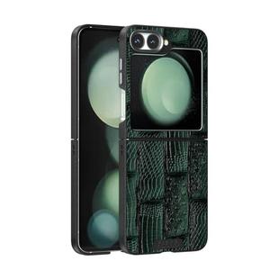 For Samsung Galaxy Z Flip5 5G ABEEL Beast Pattern 6D Micro-Embossed MagSafe Genuine Leather Phone Case(Green)