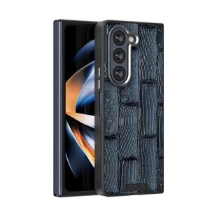 For Samsung Galaxy Z Fold5 5G ABEEL Beast Pattern 6D Micro-Embossed MagSafe Genuine Leather Phone Case(Blue)