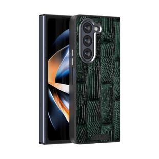 For Samsung Galaxy Z Fold5 5G ABEEL Beast Pattern 6D Micro-Embossed MagSafe Genuine Leather Phone Case(Green)