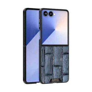 For Samsung Galaxy Z Flip7 5G ABEEL Beast Pattern 6D Micro-Embossed MagSafe Genuine Leather Phone Case(Blue)