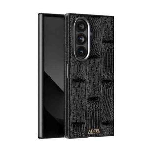For Samsung Galaxy Z Fold7 5G ABEEL Beast Pattern 6D Micro-Embossed MagSafe Genuine Leather Phone Case(Black)