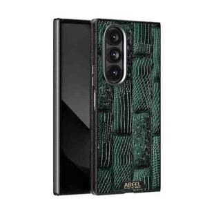 For Samsung Galaxy Z Fold7 5G ABEEL Beast Pattern 6D Micro-Embossed MagSafe Genuine Leather Phone Case(Green)