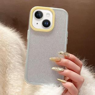 For iPhone 14 Glitter Contrast Color PC Hybrid TPU Phone Case(White Yellow)