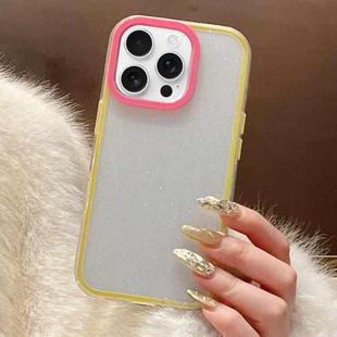 For iPhone 14 Pro Glitter Contrast Color PC Hybrid TPU Phone Case(Yellow Rose Red)