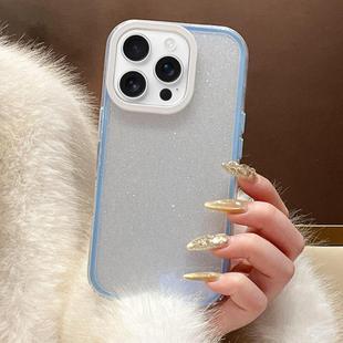 For iPhone 14 Pro Max Glitter Contrast Color PC Hybrid TPU Phone Case(Blue White)