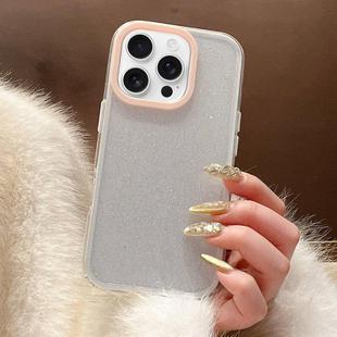 For iPhone 13 Pro Max Glitter Contrast Color PC Hybrid TPU Phone Case(White Pink)