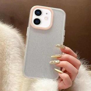 For iPhone 12 Glitter Contrast Color PC Hybrid TPU Phone Case(White Pink)