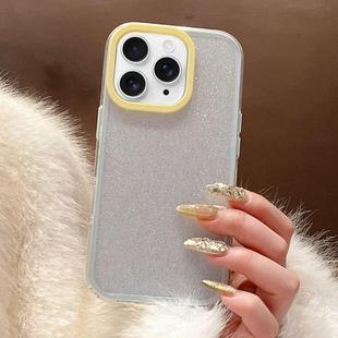 For iPhone 11 Pro Max Glitter Contrast Color PC Hybrid TPU Phone Case(White Yellow)