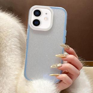 For iPhone 11 Glitter Contrast Color PC Hybrid TPU Phone Case(Blue White)