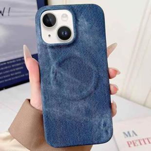 For iPhone 14 Denim MagSafe Magnetic PC + PU Phone Case(Dark Blue)