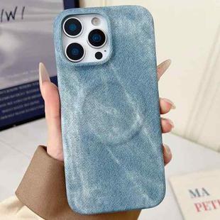 For iPhone 14 Pro Denim MagSafe Magnetic PC + PU Phone Case(Light Blue)