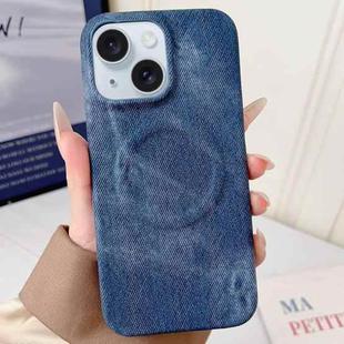 For iPhone 15 Plus Denim MagSafe Magnetic PC + PU Phone Case(Dark Blue)