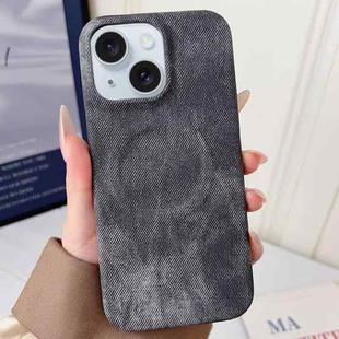 For iPhone 15 Plus Denim MagSafe Magnetic PC + PU Phone Case(Dark Grey)