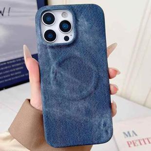 For iPhone 15 Pro Denim MagSafe Magnetic PC + PU Phone Case(Dark Blue)